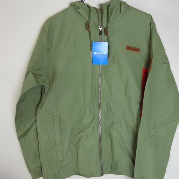 Columbia Full Zip Cotton Nylon Blend Hooded Windbreaker Performance Jacket NWT - Picture 10 of 11